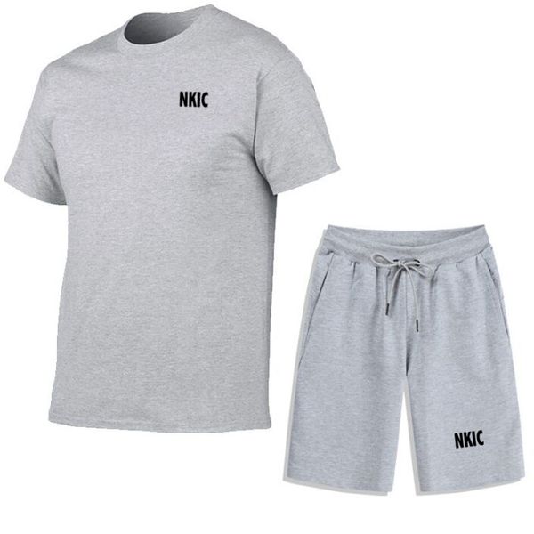 

Summer Men's Fashion Sportswear Tracksuit Letter Printing Short Sleeve T-shirt And Shorts Two Piece Sets Brand Clothes For Men Plus Size S-2XL, Orange 1