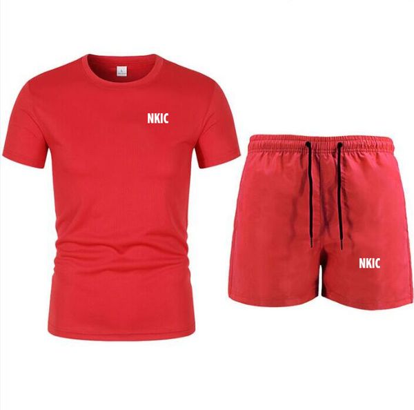 

Men's Casual letter printed T-Shirt Shorts Set 2PC Summer Male Sports Suits Brand Tracksuit Loose Suit Man T shirt Clothes Plus Size S-2XL, Orange 1