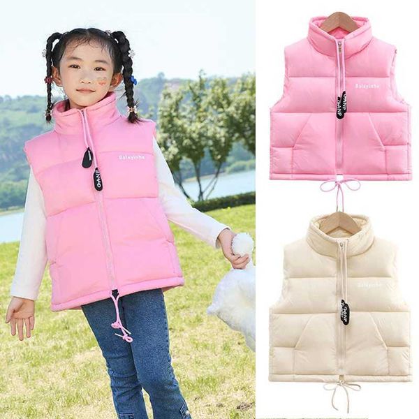 

Fashion Autumn Girls Warm Down Vests 2023 New Teens High Collar Jacket Vest Kids Clothes Boys Thicken Waistcoat 3-14Y W240807, Pink