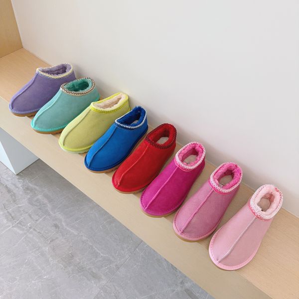 

Tasman Fur Slippers Designer Winter Furry Fluffy Slides Tazz Mustard Seed tFlat Heels Suede Leather Slip-on Women Men Snow Boots Size 35-44, Color 3