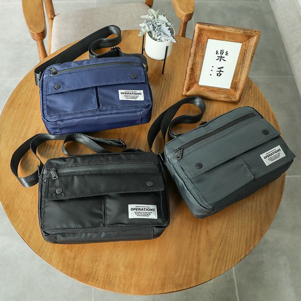 

Korean shoulder bag men's simple crossbody bag Oxford cloth horizontal messenger bag Fashion travel backpack trend crossbody bag, Blue