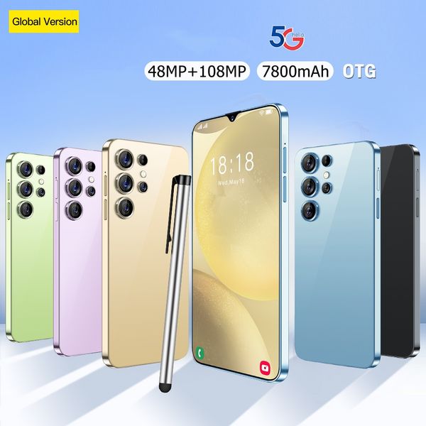 

S23Ultra Android HD Smartphone Touch Color Screen 4G 4GB 8GB RAM 64GB 128GB 256GB ROM 7.3 Inch Smart Wake-up Gravity Sensor Support Multiple Languages, Gold