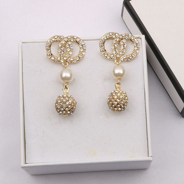 

Designer Gold Sier Stud for Women Fashion Letter Round Geometric Big Annulus Earrings Inlay Crystal Rhie Eardrop Wedding Jewelry