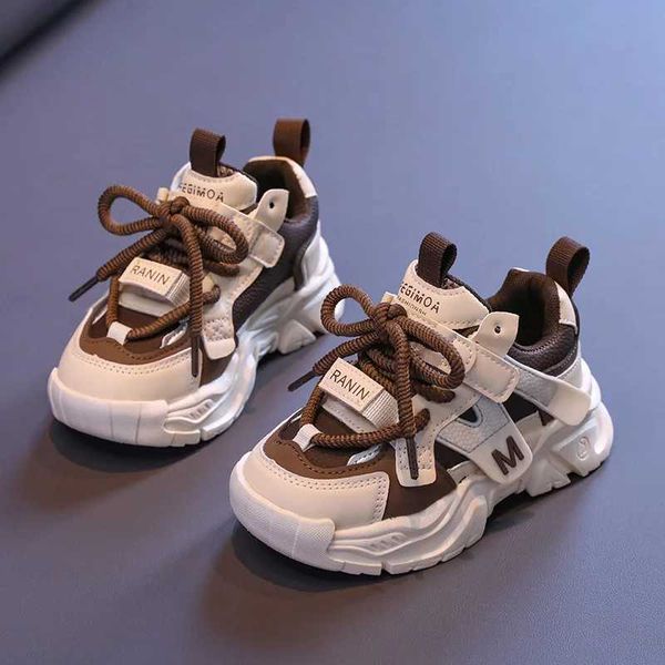 

Flat shoes 2024 Kids Sports Shoes Children Non-slip Lightweight Sneaker Childrens Fourseason Breathable Boys Casual Walking Shoes H240805, Coffee