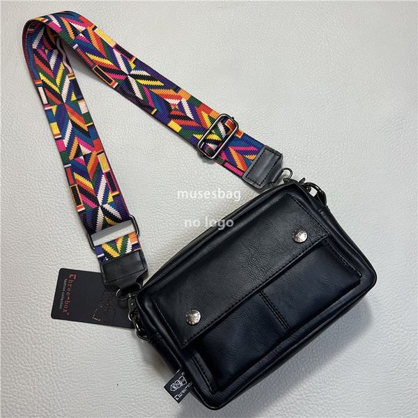 

Fashion new ribbon men's bag casual shoulder bag men's and women's trend backpack Japan and South Korea sports crossbody bag, Black 3