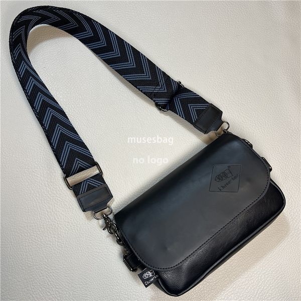 

Fashion three box crossbody men's bag trend Japanese men's and women's ribbon shoulder bag casual striped backpack, Black
