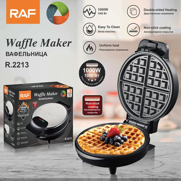 

RAF Home Breakfast hine Waffle Cake hine Fully Automatic Mini Double sided Heating Electric Cake Bell Light Food hine