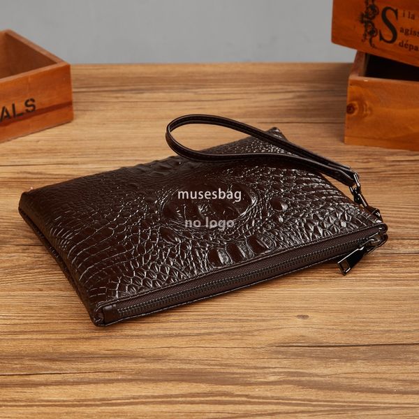 

New PU material men's crocodile print clutch bag storage bag youth large capacity official bag clutch bag, Black