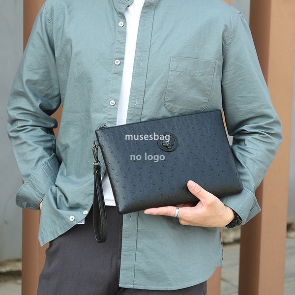 

New men's clutch bag ostrich-print clutch bag men's underarm bag long wallet cross-border a piece of hair, Coffee