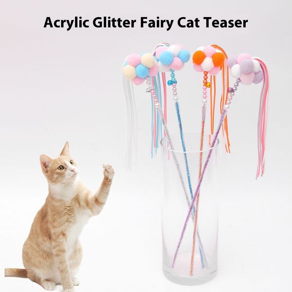 

Internet celebrity acrylic bead fairy toy tassel bell pet supplies cat toys, Black