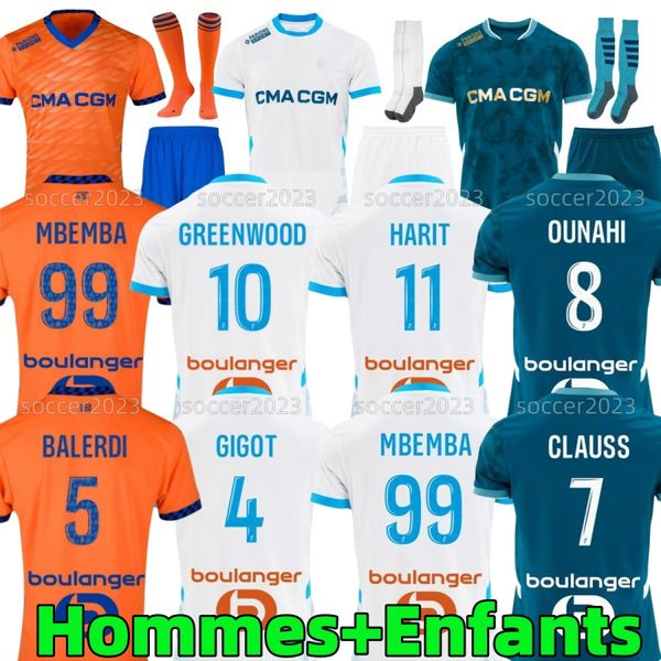 

4XL 2024 Marseill GREENWOOD Soccer jerseys OUNAHI harit /25 OM maillot de foot man kids Kit football shirt hommes enfants NDIAYE MOUMBAGNA Mbemba SARR, White