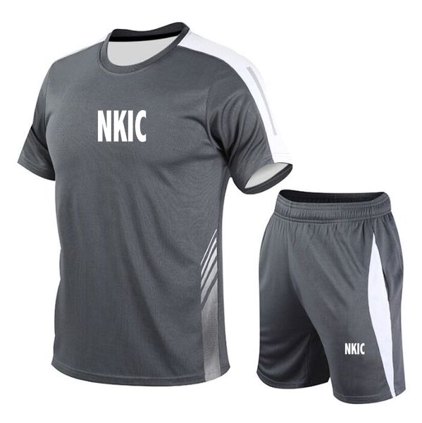 

Summer Men's Brand Clothing short-sleeved T-shirt five-point shorts 2-piece set tracksuit fashion jogging casual Men's sets, Red 1