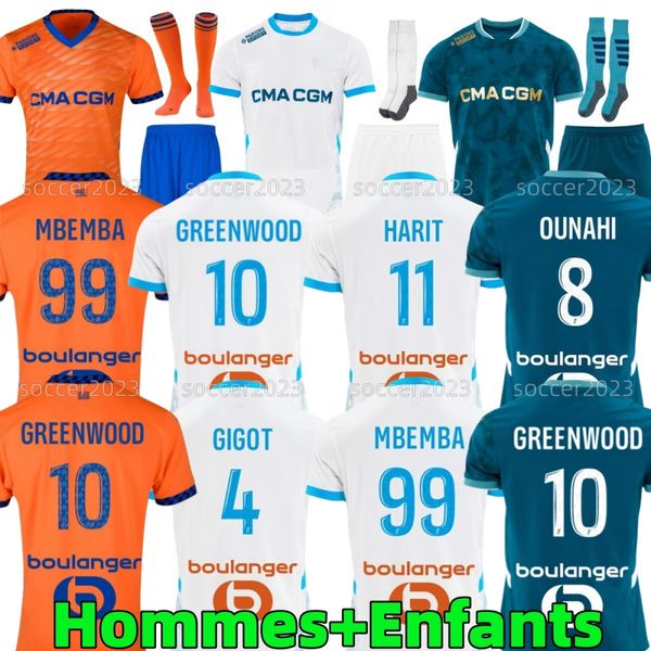 

24 25 GREENWOOD Marseill Soccer jerseys OUNAHI harit 2024 2025 OM maillot de foot man kids Kit football shirt hommes enfants NDIAYE MOUMBAGNA Mbemba SARR player, White