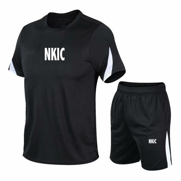 

Summer Men's Brand Tracksuit Fashion Sportswear Short Sleeved Black T-shirt Sports Shorts Set Men's Casual Clothing Jogging, White 1