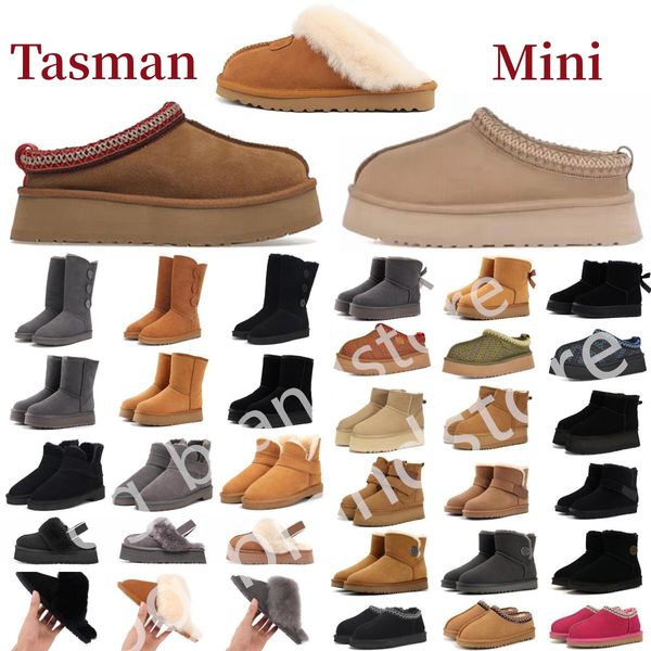 

Size 35-43 Tasman Slippers Winter Boots Chestnut Fur Slides Sheepskin Shearling Mules Women Men Ultra Mini Platform Boot Slip-on Shoe Suede Comfort Fall Winter Booist, Red