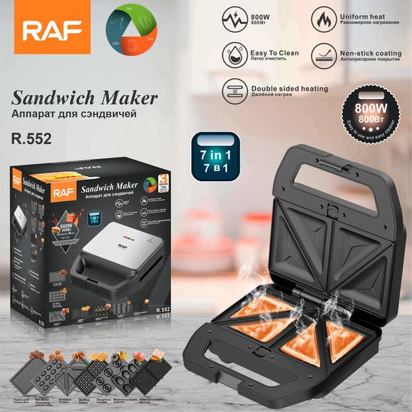 

RAF European Standard Sand hine Household Multi functional 7-in-1 Waffle Cake hine Breakfast hine Portable Baking