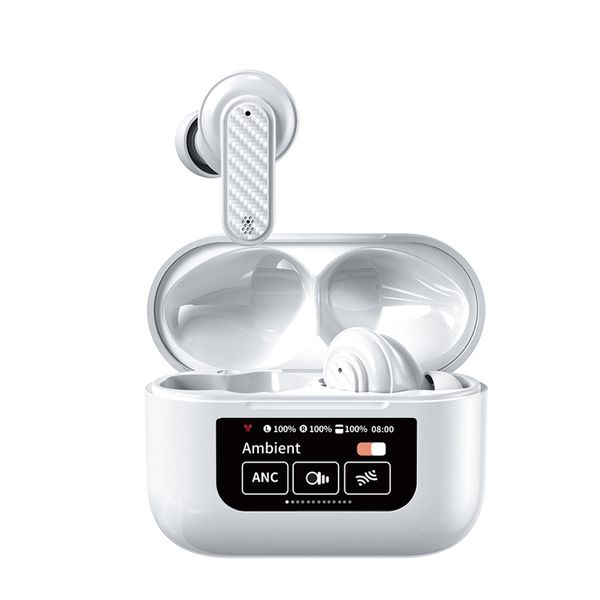 New Arrival Headphones YW08 TWS Wireless Earbuds Touch Screen In-Ear Led Display ANC Noise Reduction Gaming Earphones