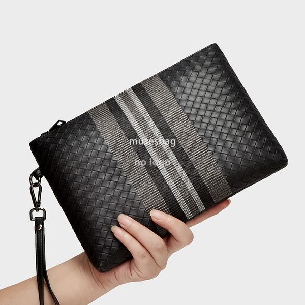 

New men's woven handbag striped men's handbag document bag business handbag manufacturers directly supply, Black