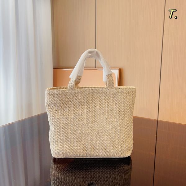 

New Desinger Shopping bag apricot fashion designer bag straw woven bag high-end brand large capacity practical all-match, Beige