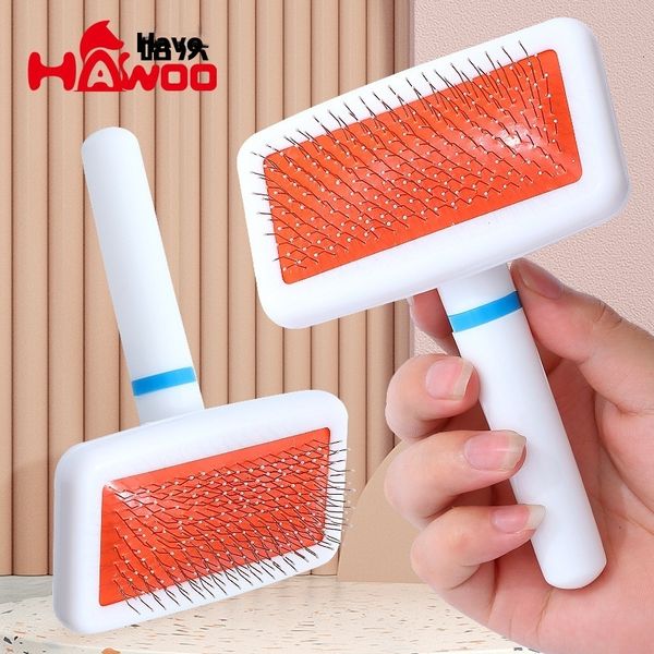 

Pet Lovers' Choice: Lightweight White Rubber Grip Handled Airbag Brush for Gentle Detangling of Canine Coats