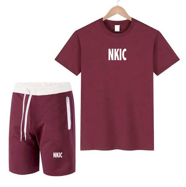 

Summer Men's Red Sets Fashion Brand Tracksuit Men Short Sleeve Cotton T Shirts Sport Shorts Suit Men Casual Men Clothing Mens Joggers Sets, Red 1