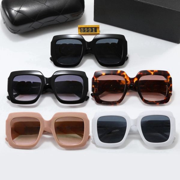 New luxury sunglasses for couple men's classic designer sunglasses black full frame square women's glasses large lettered metal buckle beach sunglasses with box 3991