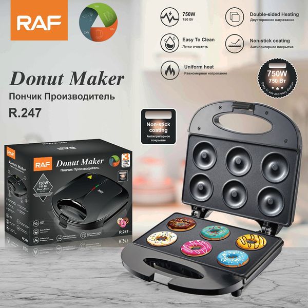 

RAF European Standard Home Breakfast Doughnut hine Fully Automatic Mini Pancake hine Double sided Heating Electric Cake Bell Light Food hine