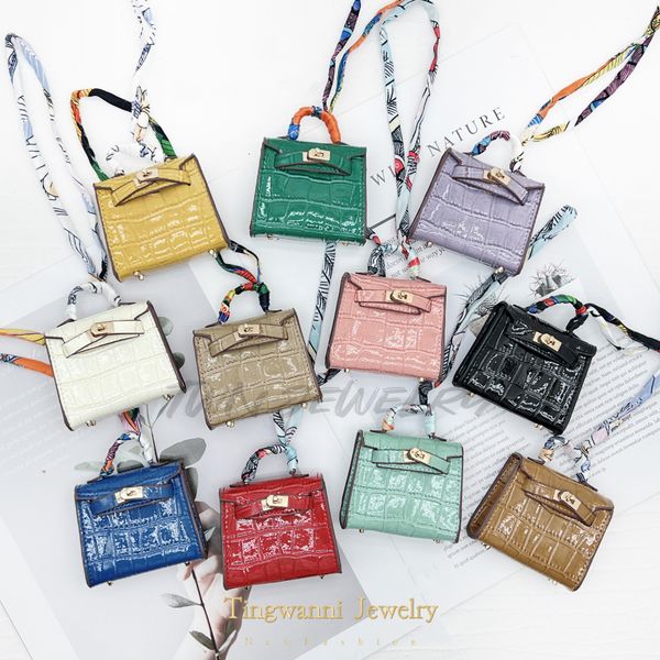 

Crocodile Skin Mini Bag Pendant Creative Leather Car Keychain Hanging Decoration Car Hanging Cute Baby Bag Female