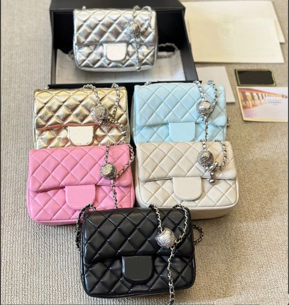 

Designer Cf Crossbody Tote Handbag Shoulder Leather Classic Flap Quilted Women Fashion Caviar Little Golden Ball Sheepskin square Bag 18, #8