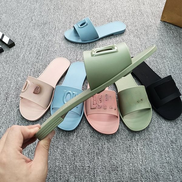 

Designer Sandals Women Slides Rubber Slippers Ladies Flat Beach Jelly Script Orange Summer Fall Outdoor Luxury Sandals, Green