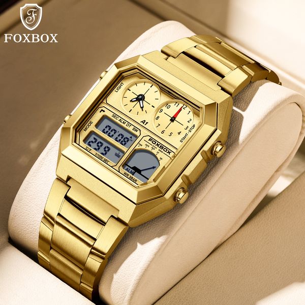 LIGE New Fashionable Simple Steel Strip Dual Display Electronic Watch Multi functional Waterproof Alarm Clock Sports Watch