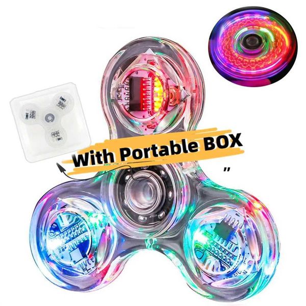 

LED light Fidget Spinner Luminous Finger Stress Relief Toys Hand Top Spinners Glow in Dark Light Birthday Christmas Gift Y240810, Multicolor