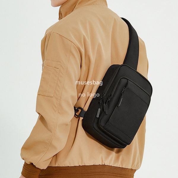 

Chest bag Men's fashion small bag Tooling crossbody bag Men's bag Fashion chest bag Shoulder bag Student sports body bag, Black