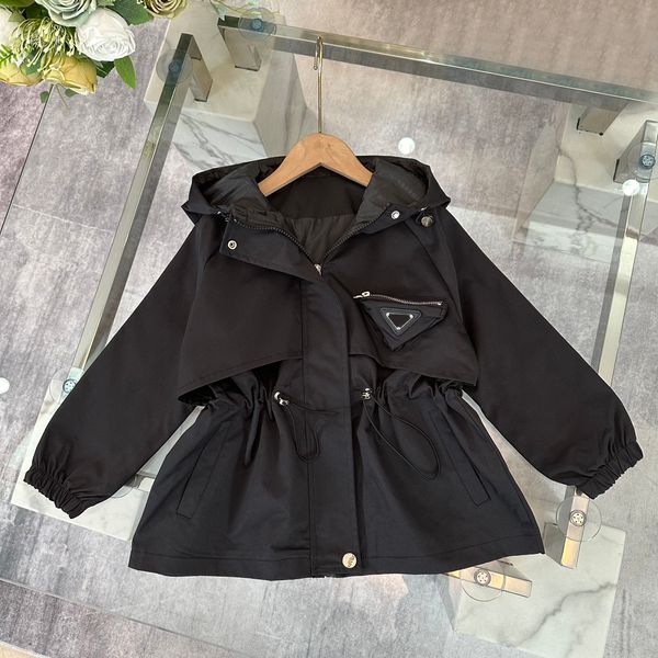 

Fashion Children Designer Jacket Windproof Young Boys Girls Coat Windbreaker Zipper Winter Warm Kids Coats With Hood, Black