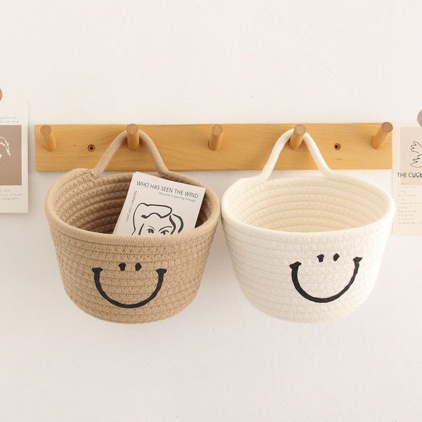 

ddmygifts Ins hanging desktop receiving box woven cosmetics basket smig face household goods storage frame A