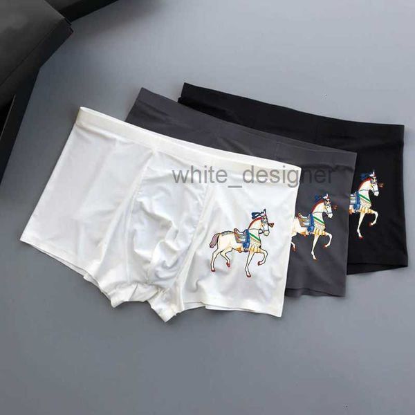 

Men Underpants Designer Boxers Shorts new seamless man underwear high-end four corner flat ice silk shorts personalized ultra-thin shorts comfortable bottom pants, White+bright blue+deep blue