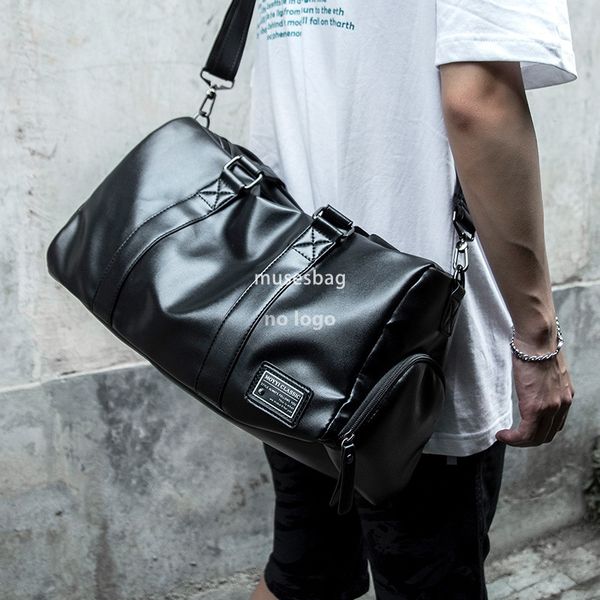 

Men's travel bag Waterproof sports bag Cylinder sports fitness bag Large capacity luggage travel bag, Black