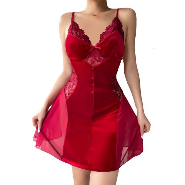 

Sexy Velvet Erotic Sleepwear, Passionate Temptation, Jumpsuit, And Nightgown Are Selling Well, Wine red