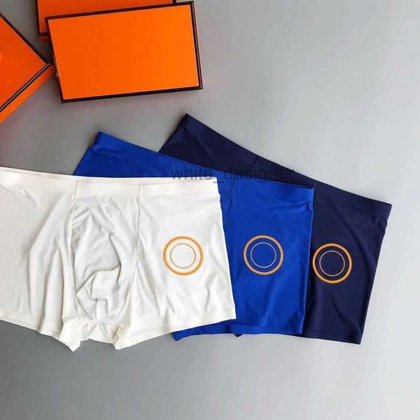 

Men Underpants Designer Boxers Shorts New ice silk seamless men's underwear one-piece mid waist men's breathable four corner shorts quick drying shorts gift box 4XL, White+bright blue+deep blue