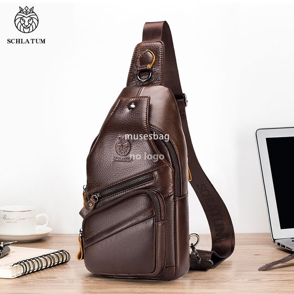 

High quality leather crossbody chest bag men's vintage senior layer leather cross border explosive men's front body bag, Coffee
