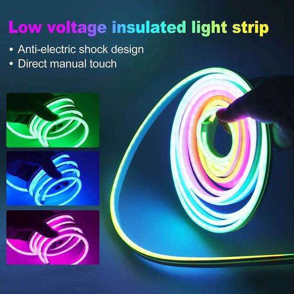 

WS2811 12V 24V RGB LED Neon Strip Light Addressable Pixel Stripe 84LED Flex Silicone Rope Lights Rainbow Lamp 6x12mm Waterproof CL240815 e 84 s