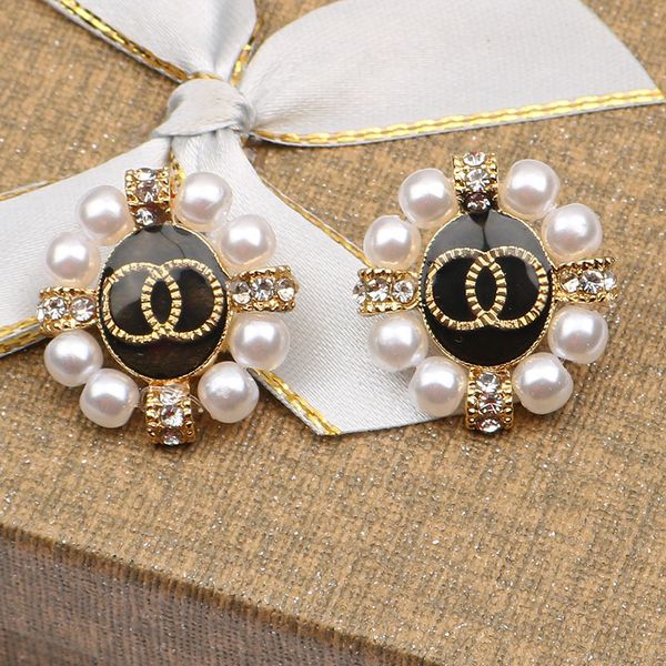 

Mixed Simple Gold color Sier Designers Stud Geometric Famous Women Crystal Rhie Pearl Earring Wedding Party Jewerlry