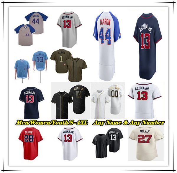 

Baseball Jersey Austin Riley Marcell Ozuna Matt Olson Ozzie Albies Ronald Acuna Jr Chris Sale Michael Harris II Spencer SchwellenbachNick Allen Sean Murphy Verdugo, Men fans version navy style