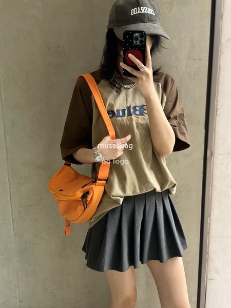 

Summer new crossbody bag women's unisex wind casual fabric saddle bag simple lightweight wide strap bag trend, Red