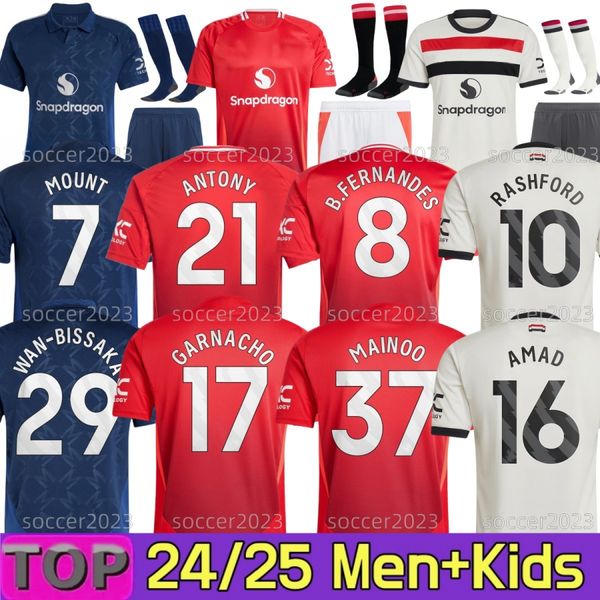 

24/25 ANTONY soccer jerseys Fans Player HOJLUND ERIKSEN B.FERNANDES RASHFORD 2024 2025 football shirt CASEMIRO Elanga GARNACHO MOUNT MARTINEZ MARTIAL men kids kit, Black