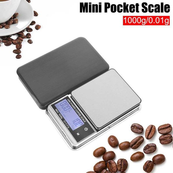 Auto Timer Electronic Scale High Precision 1000g/0.01g Cyclic Rechargeable Digital Kitchen Coffee Scale Mini Pocket ScaleM240815