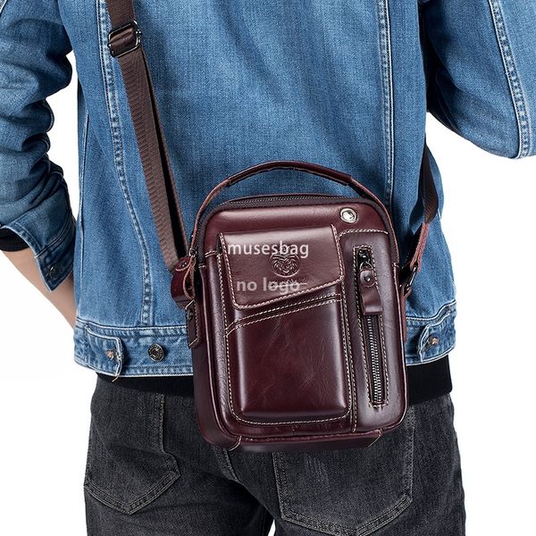 

New high quality first layer cowhide new men's single shoulder crossbody bag cross-border Europe and the United States men's retro foreign trade leather small bag, Coffee