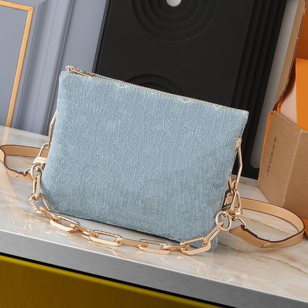

Vintage Blue-And-White Denim Designer Cf Womens Portable Shoulder Bag Gold Hardware Matilas Chain Handbag Crossbody Bag
