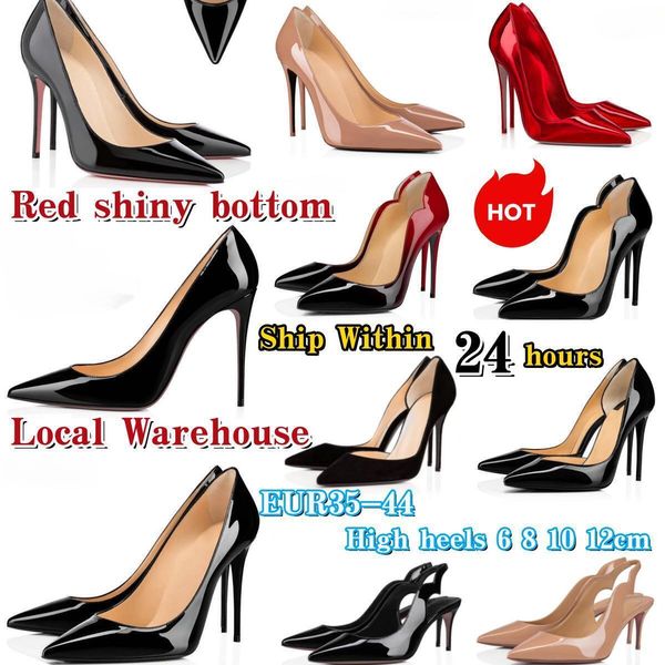 

Designer Women High Heel Shoes Red Shiny Bottoms 8cm 10cm 12cm Thin Heels Black Nude Patent Leather Woman Pumps 35-44, Color11