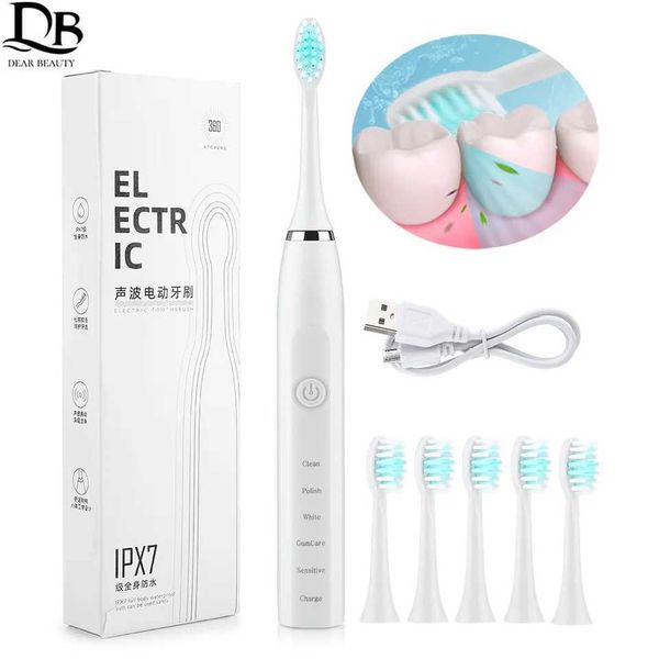 Sonic Electric Toothbrush Oral Gum Massage Brush 5 Mode 4 Speed USB Rechargeable Dental Care Soft Bristles Toothbrush For TravelM240816